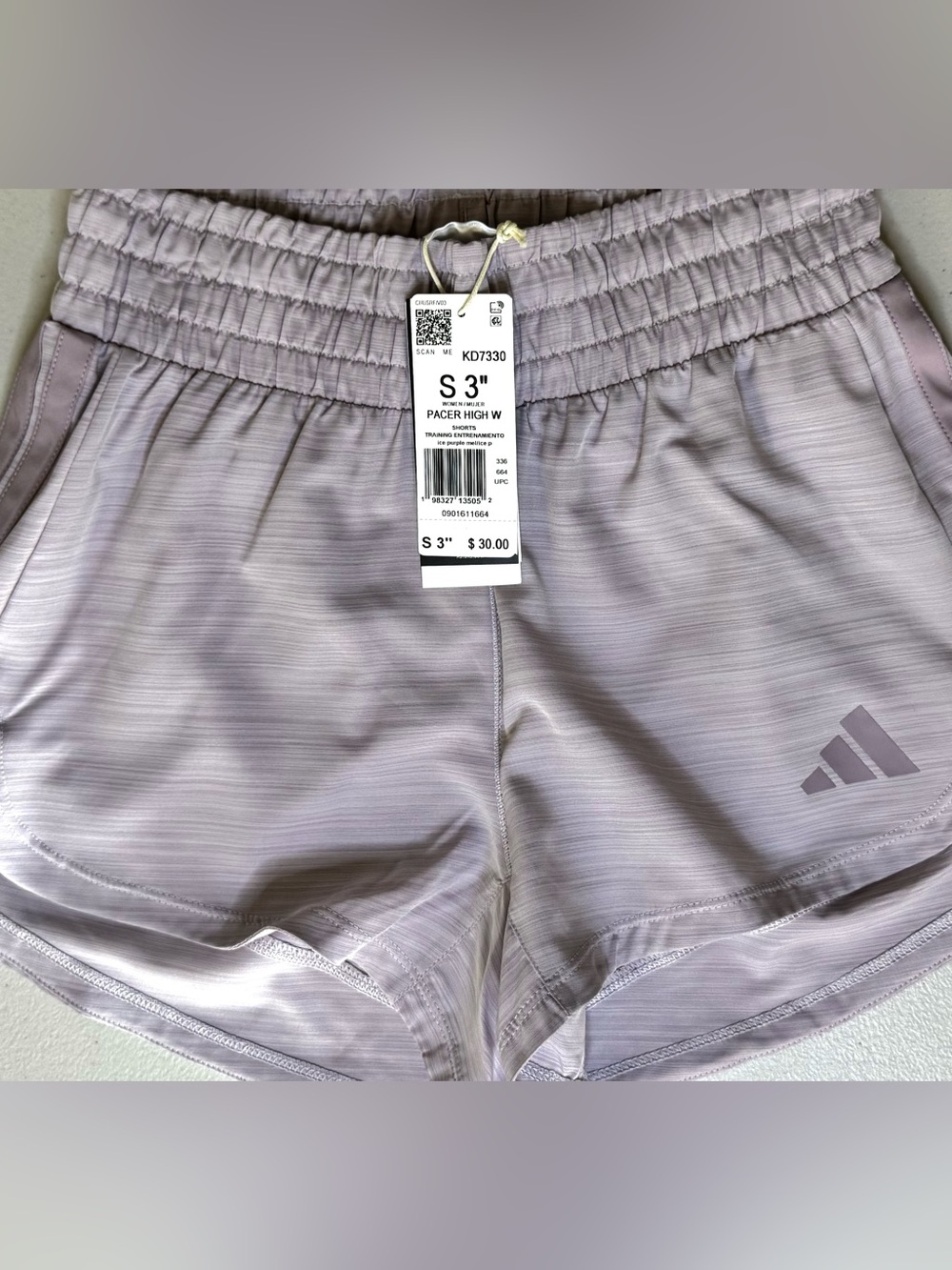 adidas Pacer High Rise Running Shorts Lavender Purple Climacool NWT Small